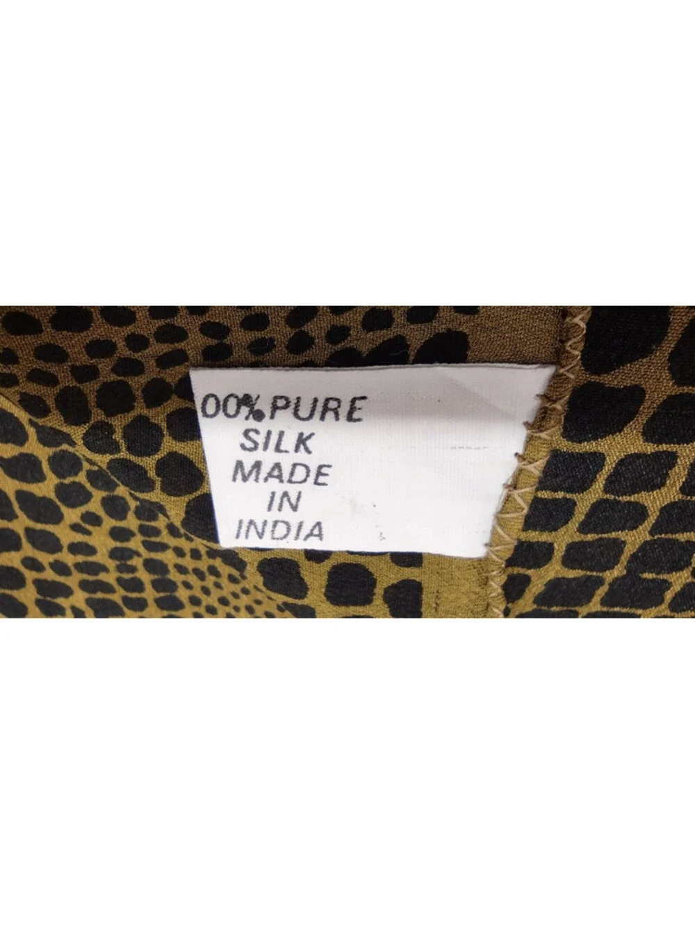 Vintage Silk Scarf 1980s New Wave Reptile Black Mocha Green Zashi India 39 x 39